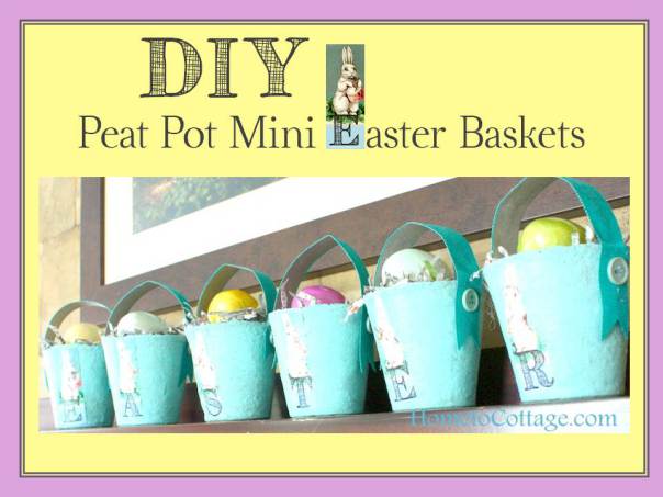 HometoCottage.com DIY peat pot mini easter baskets