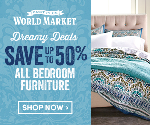 Save up to 50% on all Bedroom Furniture at World Market